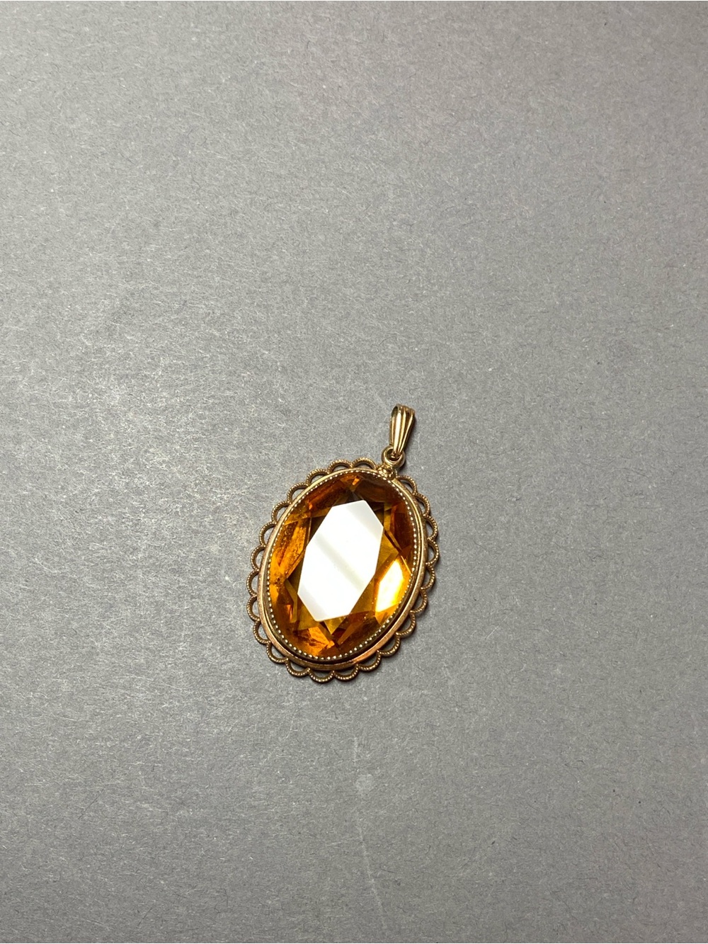 Vintage gold filled orange glass pendant